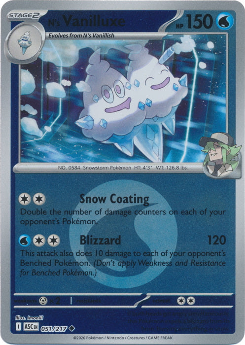 Ascended Heroes N’s Vanilluxe #051/217 Reverse Holo